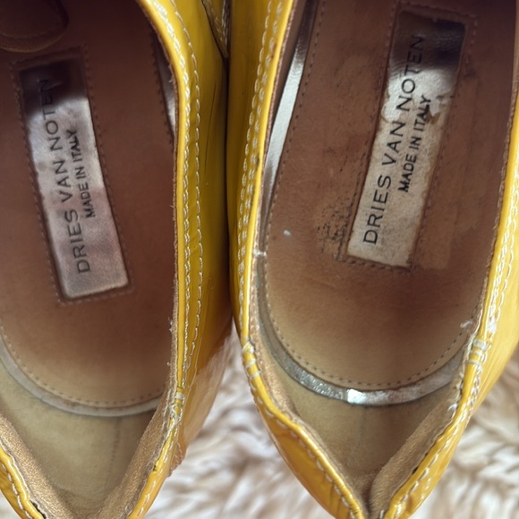 Vintage Dries Van Noreen unique yellow paten leather platform shoes size 8 - Picture 14 of 15